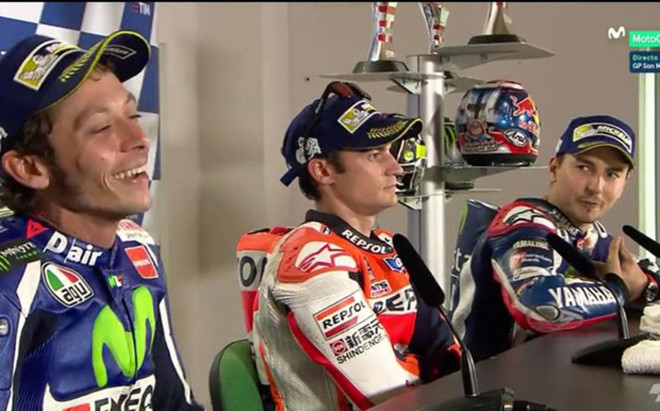 Duro enfrentamiento entre Lorenzo y Rossi en la rueda de prensa de San Marino