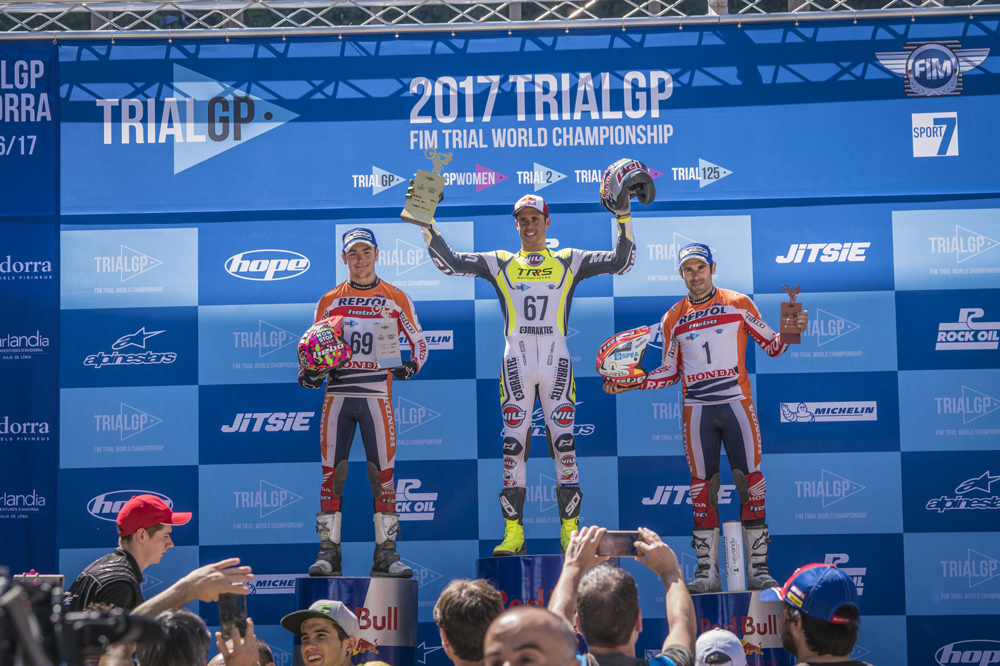 Podio del Mundial de Trial de Andorra