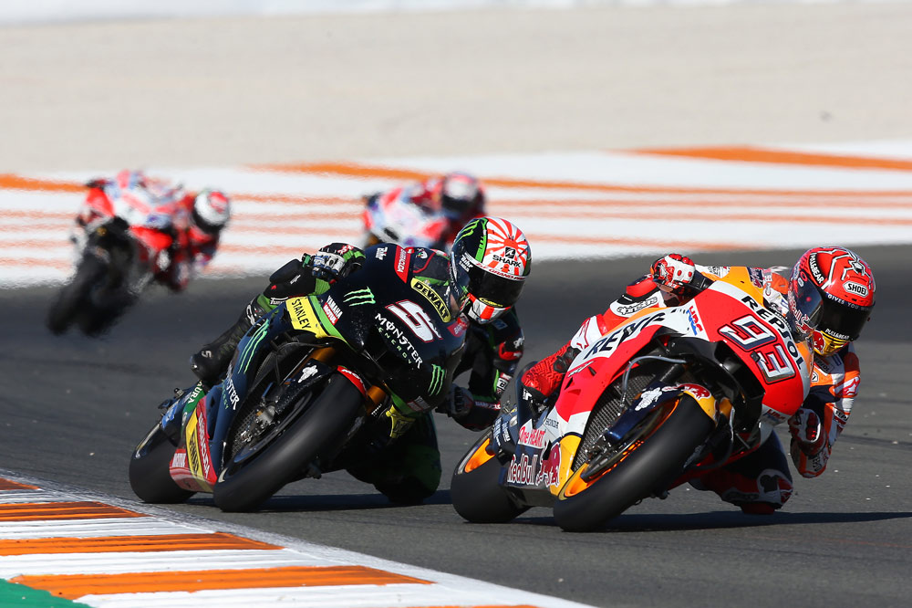 Marc Marquez y Johann Zarco en el Gran Premio de Valencia 2017