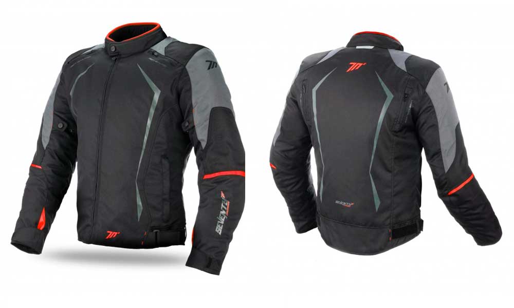 Chaqueta de moto JR-47 negra y roja de Seventy Degrees