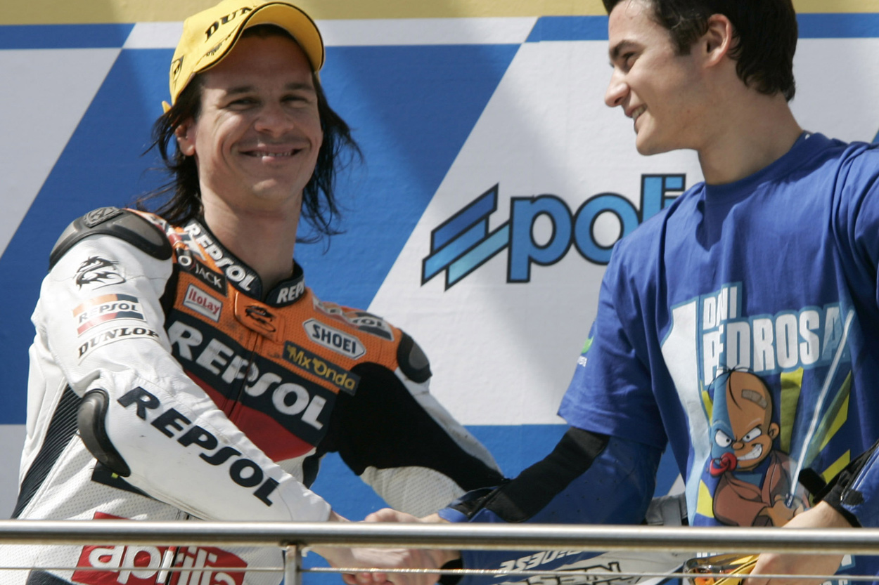 Sebas Porto y Dani Pedrosa durante el Mundial de 250 en 2004