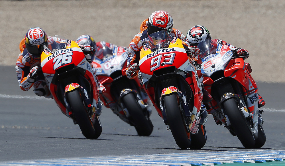 Marquez, Pedrosa, Lorenzo y Dovizioso durante el GP de Jerez