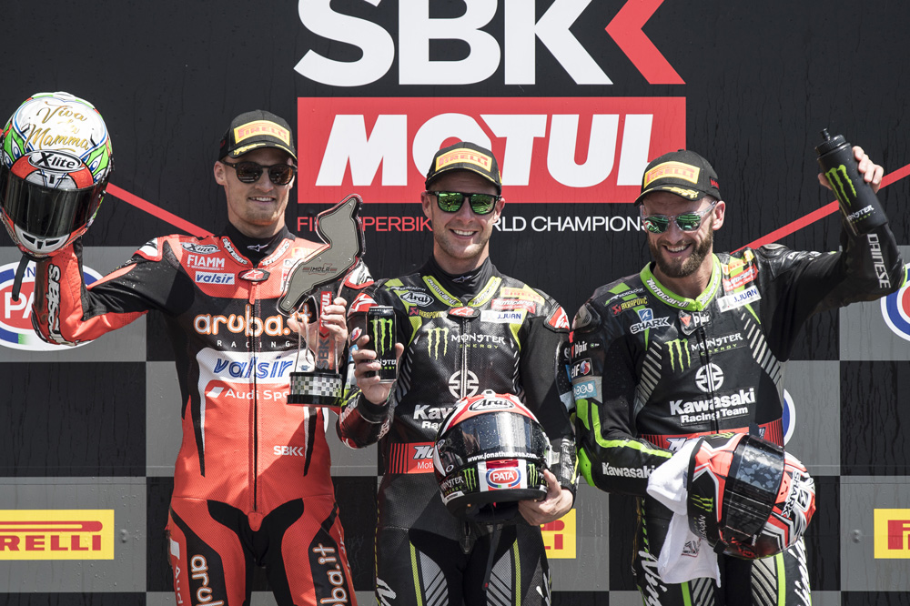 Podio de la carrera 2 del Mundial SBK en Imola