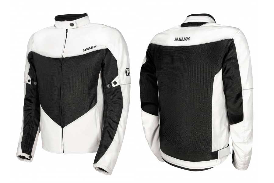 Chaqueta moto Merak de Hevik en blanco y negro