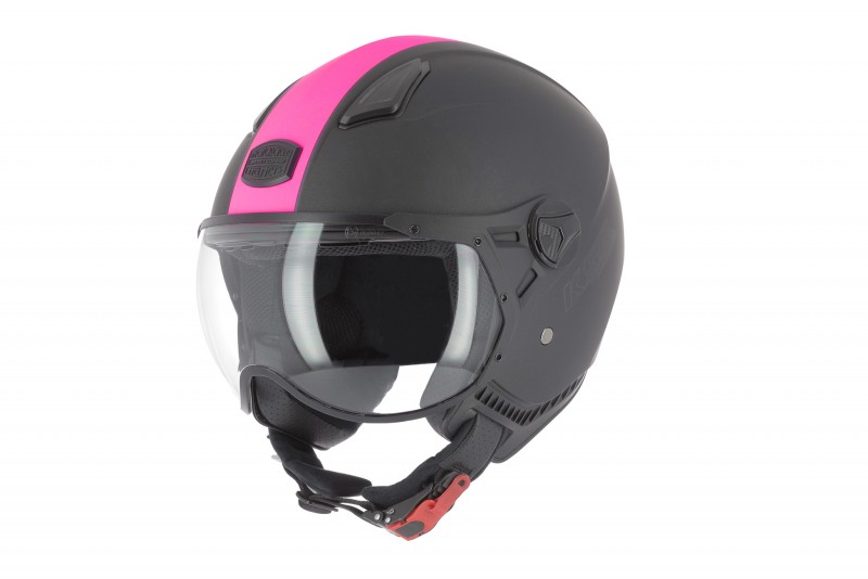 Casco jet KSR2 de Astone negro y rosa