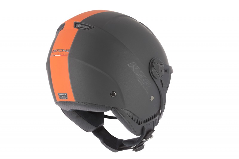 Casco jet KSR2 de Astone negro y naranja