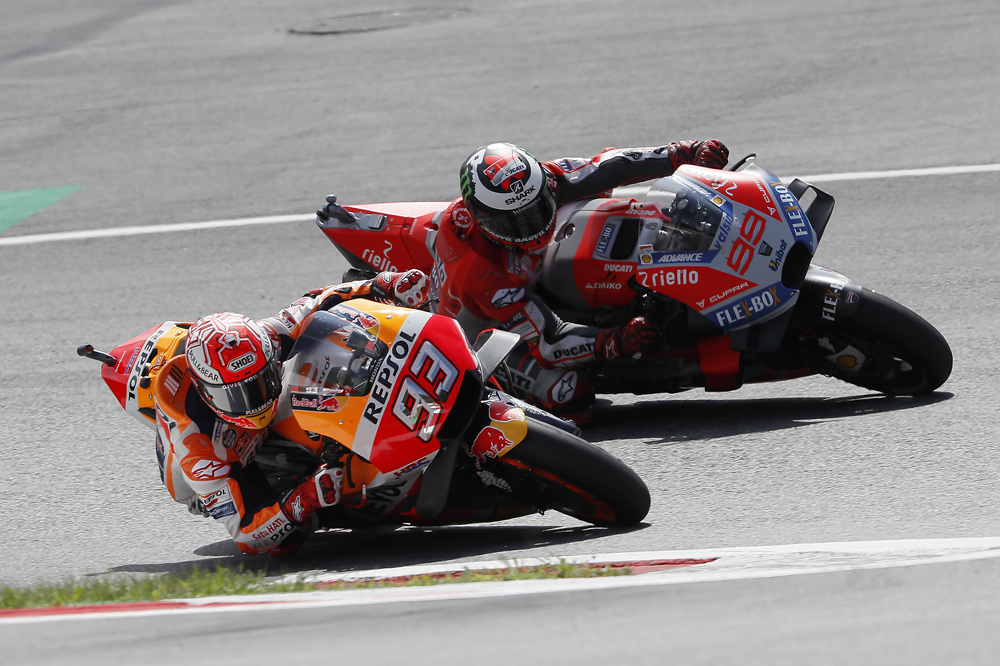 Marquez y Lorenzo durante el GP de Austria