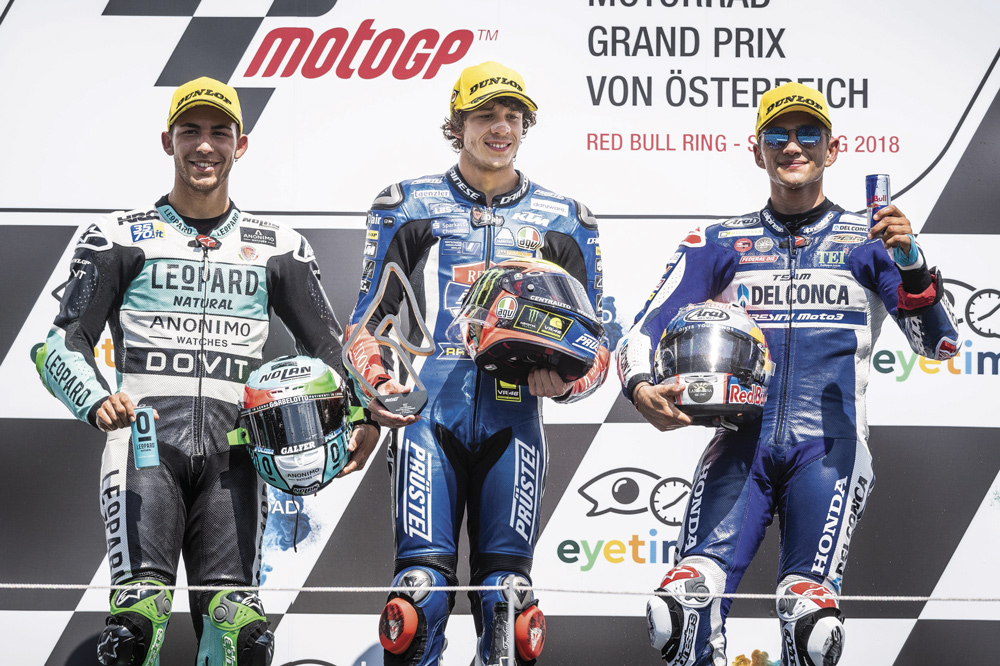 Bezzechi, Bastianini y Jorge Martín: Podio Moto3 GP de Austria