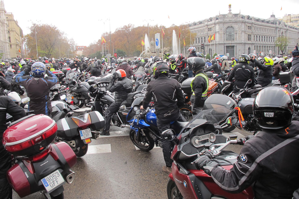 Manifestación de motos en Madrid, el pasado 16 de diciembre de 2018