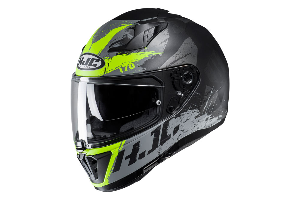 Casco integral i70 de HJC en negro gris y flúor