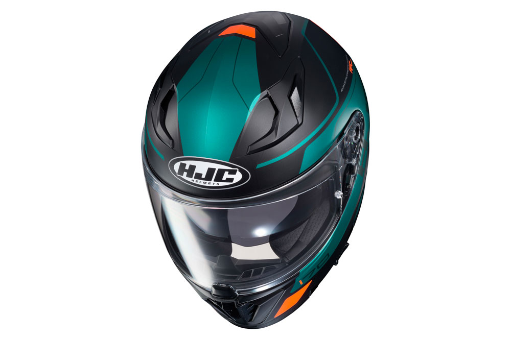 Casco integral i70 de HJC en negro verde naranja
