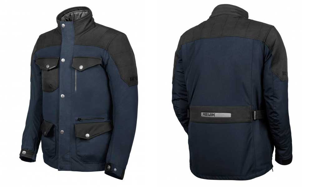 Chaqueta moto Portland Evo de Hevik azul y negra