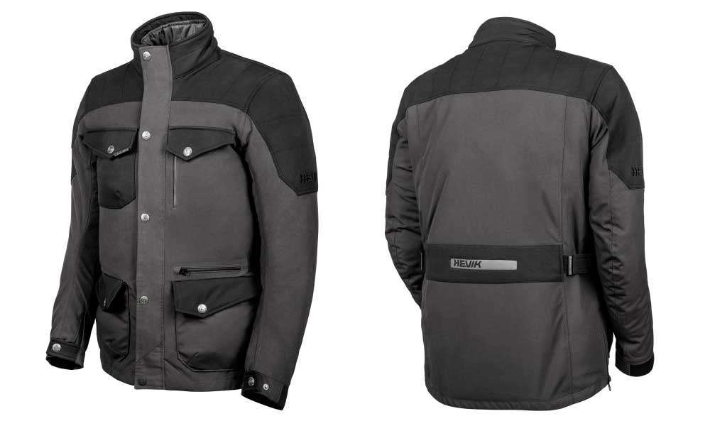 Chaqueta moto Portland Evo de Hevik gris y negra