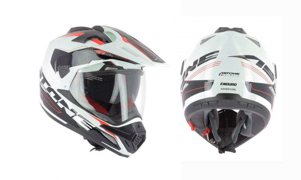 Casco Crosstourer de Astone Helmets blanco, rojo y negro