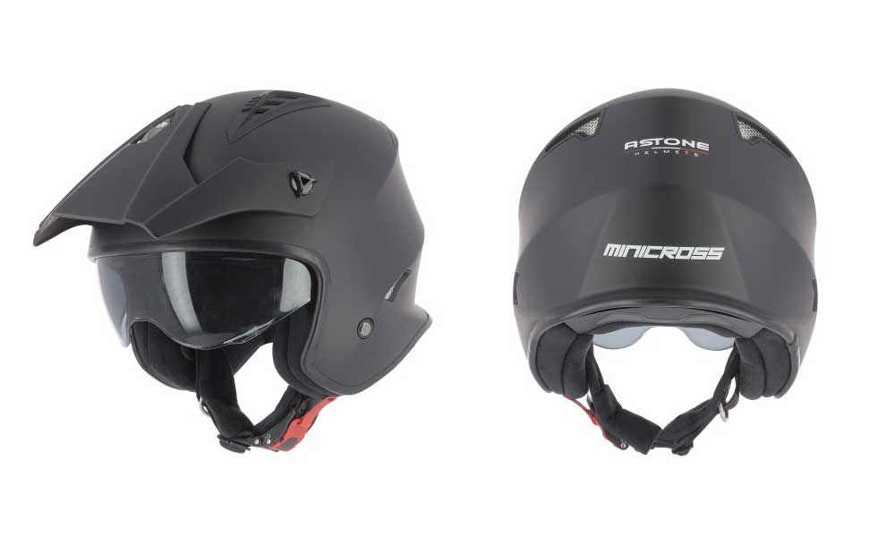 Casco jet Minicross negro mate de Astone Helmets