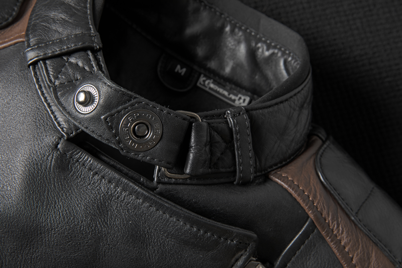 Chaqueta piel Tina de Overlap en marrón y negro