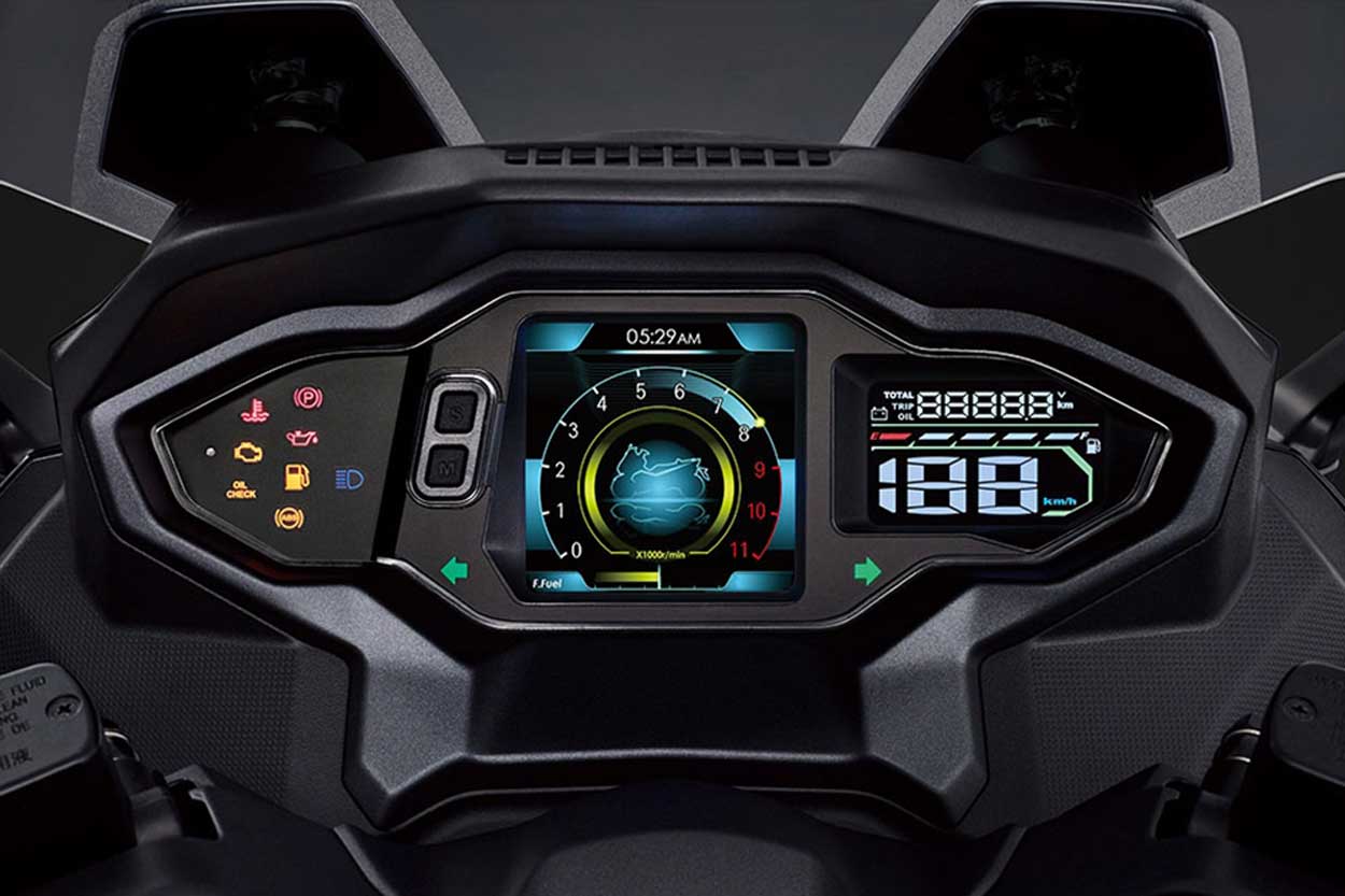 El cuadro de instrumentos del SYM Maxsym TL es completamente digital