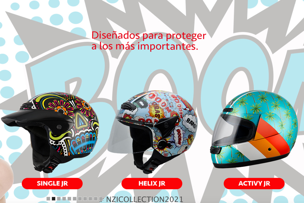 Cascos para niños Activity Jr, Helix Jr y Single Jr de NZI