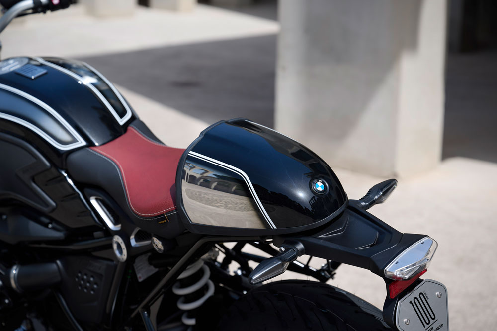 Detalle del colín de la BMW R Ninet 100 Años