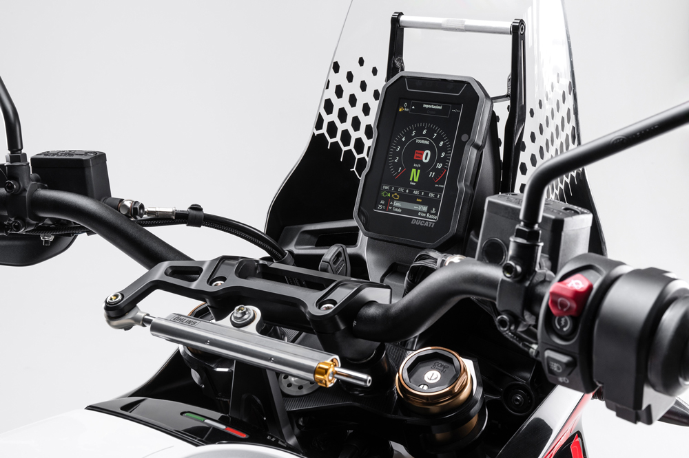 Cuadro de instrumentos de la Ducati DesertX Rally.